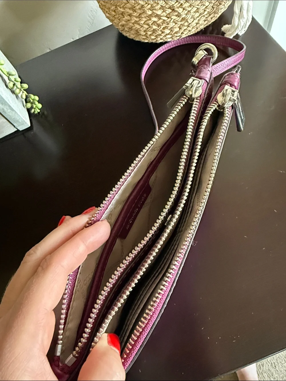Michael Kors Metallic Fuchsia Leather Crossbody Bag